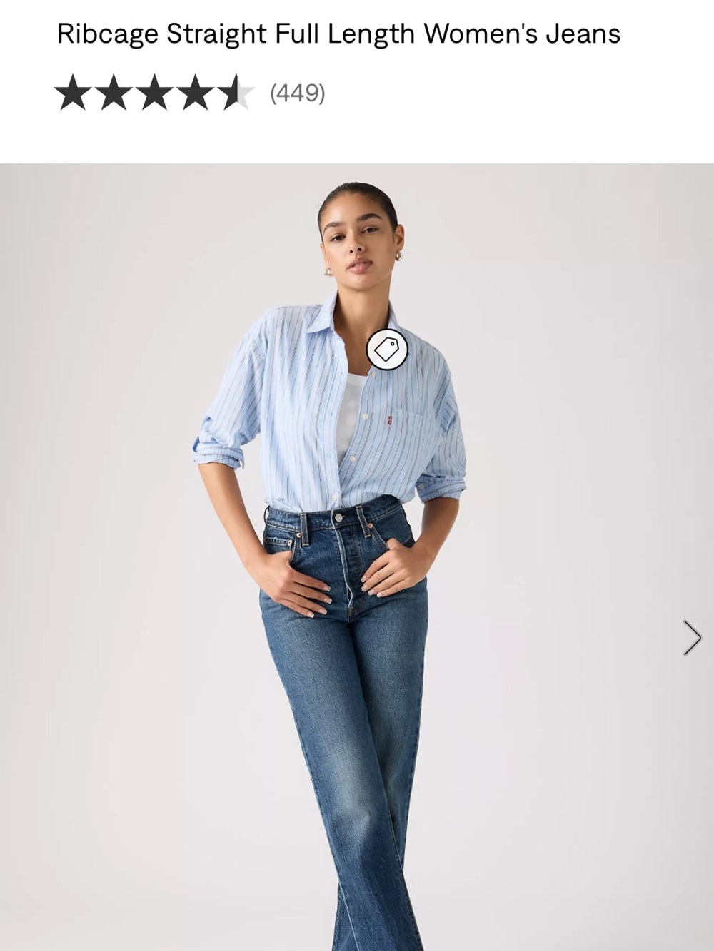 Levi's Women's ribcage Slim Straight Jeans - Blue 32 length